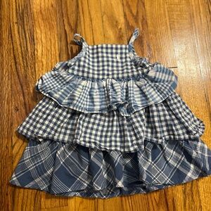 Ralph Lauren Blue and White Checkered Kids Formal Dress